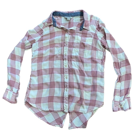 Lucky Brand Women’s Pink White Plaid Button Down Blouse Women’s Small - Picture 9 of 9